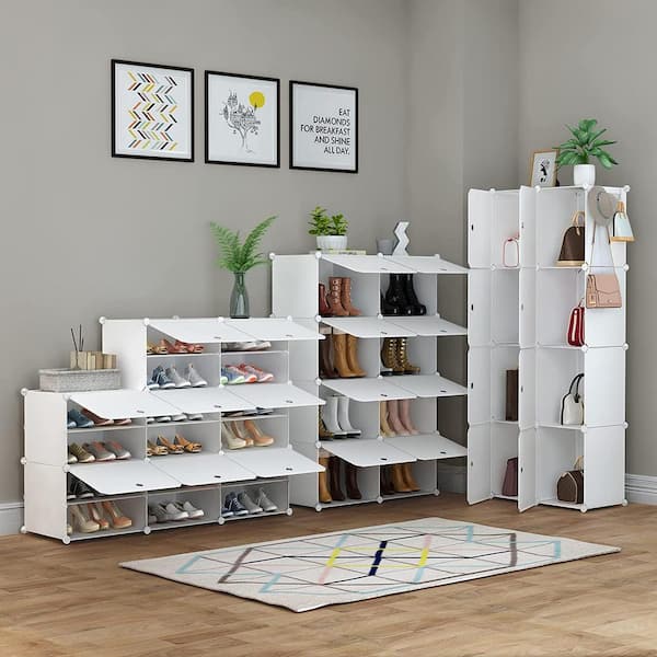 White Shoe Rack, Shoe Shelf, Shoe Storage Organizer for Door, Entryway, Large  Shoe Rack for Men,8 Tiers Shoe Organizer – Built to Order, Made in USA,  Custom Furniture – Free Delivery