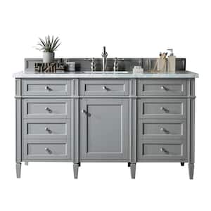 Brittany 60 in. W x 23.5 in.D x 34 in. H Single Bath Vanity in Urban Gray with Marble Top in Carrara White