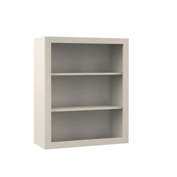 Hampton Bay Designer Series Melvern 33 in. W x 12 in. D x 36 in. H Assembled Shaker Wall Open Shelf Kitchen Cabinet in Cloud