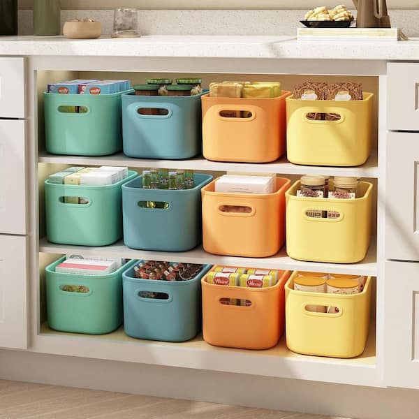 Multi-Colored 9.8 in. x 5.7 in. Plastic Decorative Basket Set of 8