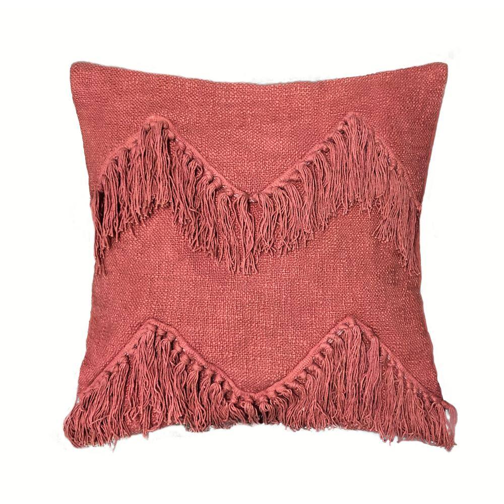 Harper Lane Modena Brick Red Cotton 18 in. x 18 in. Throw Pillow 16148