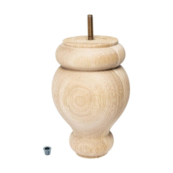 American Pro Decor 6 in. x 4 in. Stained Cherry Solid Hardwood Round Bun Foot