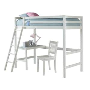 Caspian Twin Loft Bed with Chair and Hutch, White