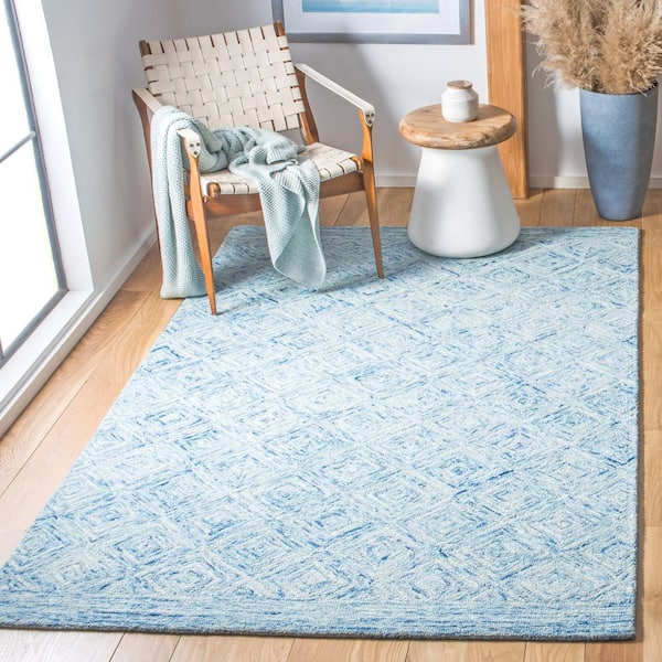 Ikat Blue 8 ft. x 10 ft. Trellis Area Rug