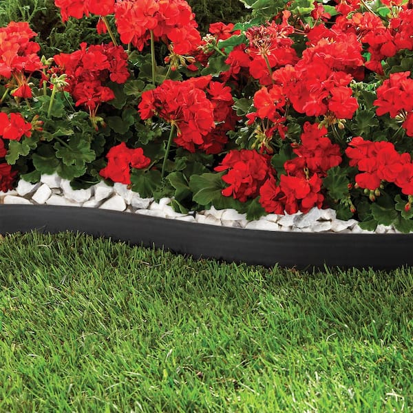 60 ft. x 2.5 in. Black Plastic Landscape No-Dig Edging Tall Wall