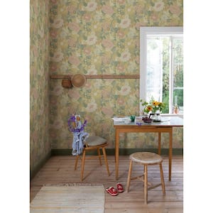 Yellow Vaxa Butter Rabbits and Rosehips Paper Non-Pasted Non-Woven Matte Wallpaper