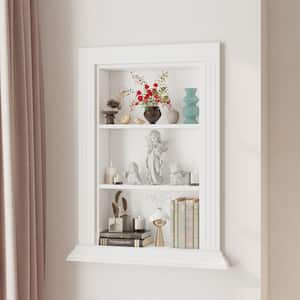 White 27.3 in. H Storage Cabinet Built in Cabinet Wall Niche, 3-Tier Display Shelf, for Place Statues, Shrines, Decor