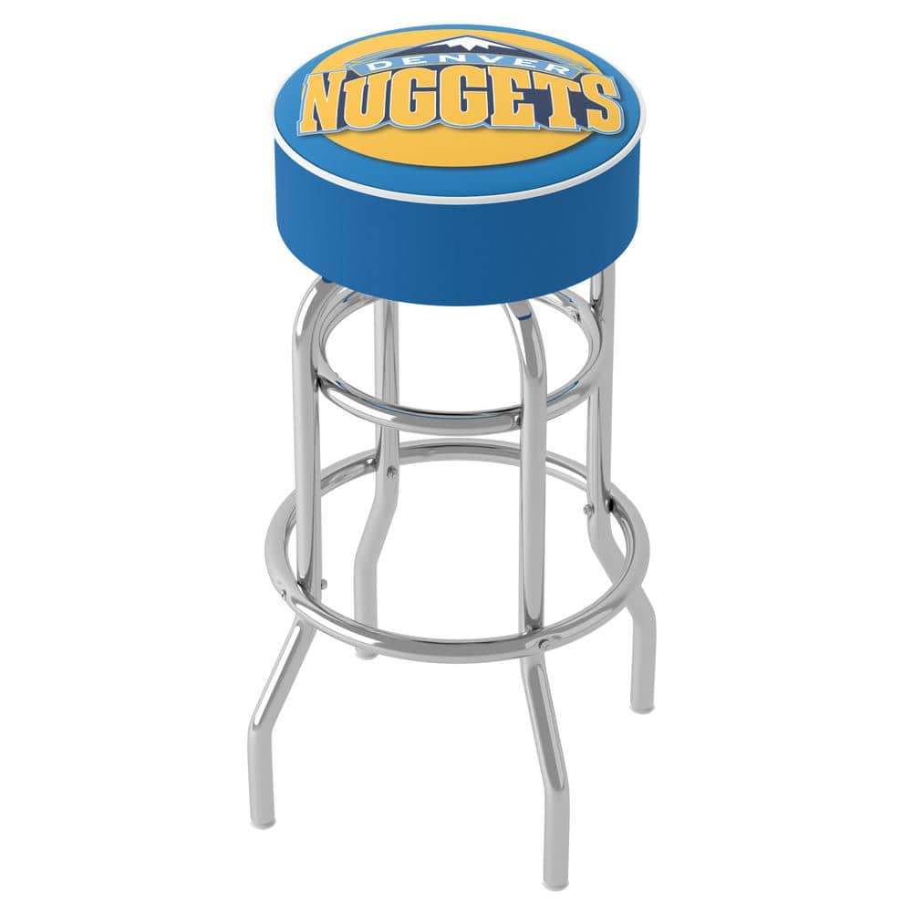Denver Nuggets Logo 31 in. Yellow Backless Metal Bar Stool with Vinyl Seat