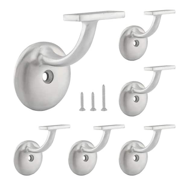 NVNOO Heavy Duty Stainless Steel Hand Rail Stair Support for Stairways Home or Office Staircase Handrail, Silver (6-Pack)