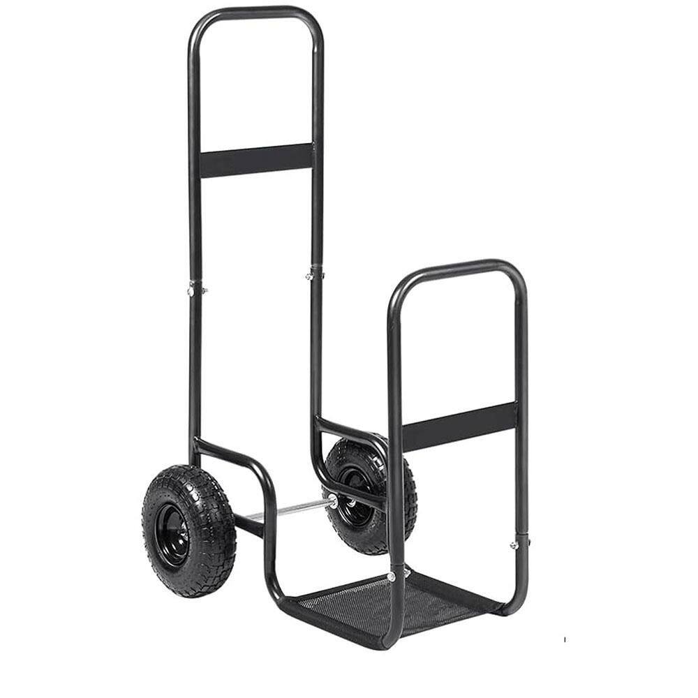 43 in. Firewood Log Cart with Pneumatic Wheels, 250 lb. Capacity Heavy Duty Steel Wood Hauler Dolly-Black price history on PriceWatchPro