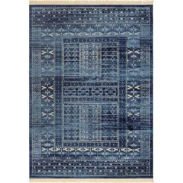Unique Loom District Sequoia Blue 7 ft. x 10 ft. Area Rug
