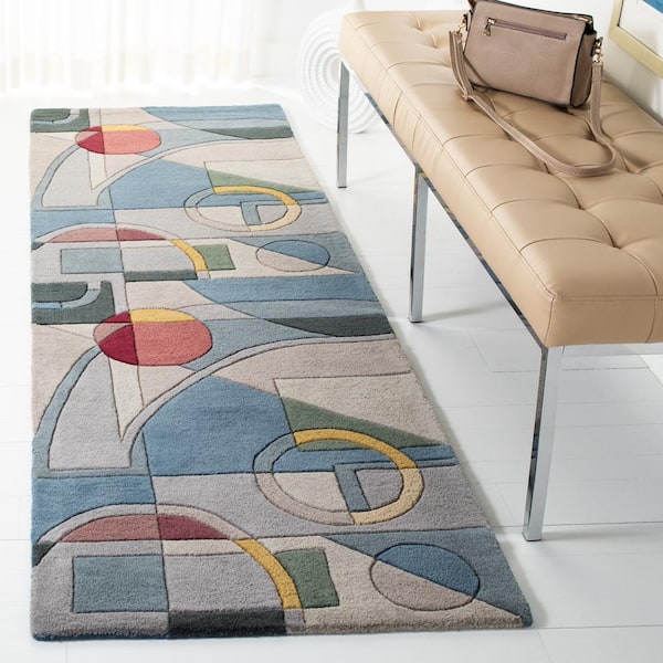 Rodeo Drive 2 ft. x 22 ft. Blue/Multi Abstract Geometric Runner Rug