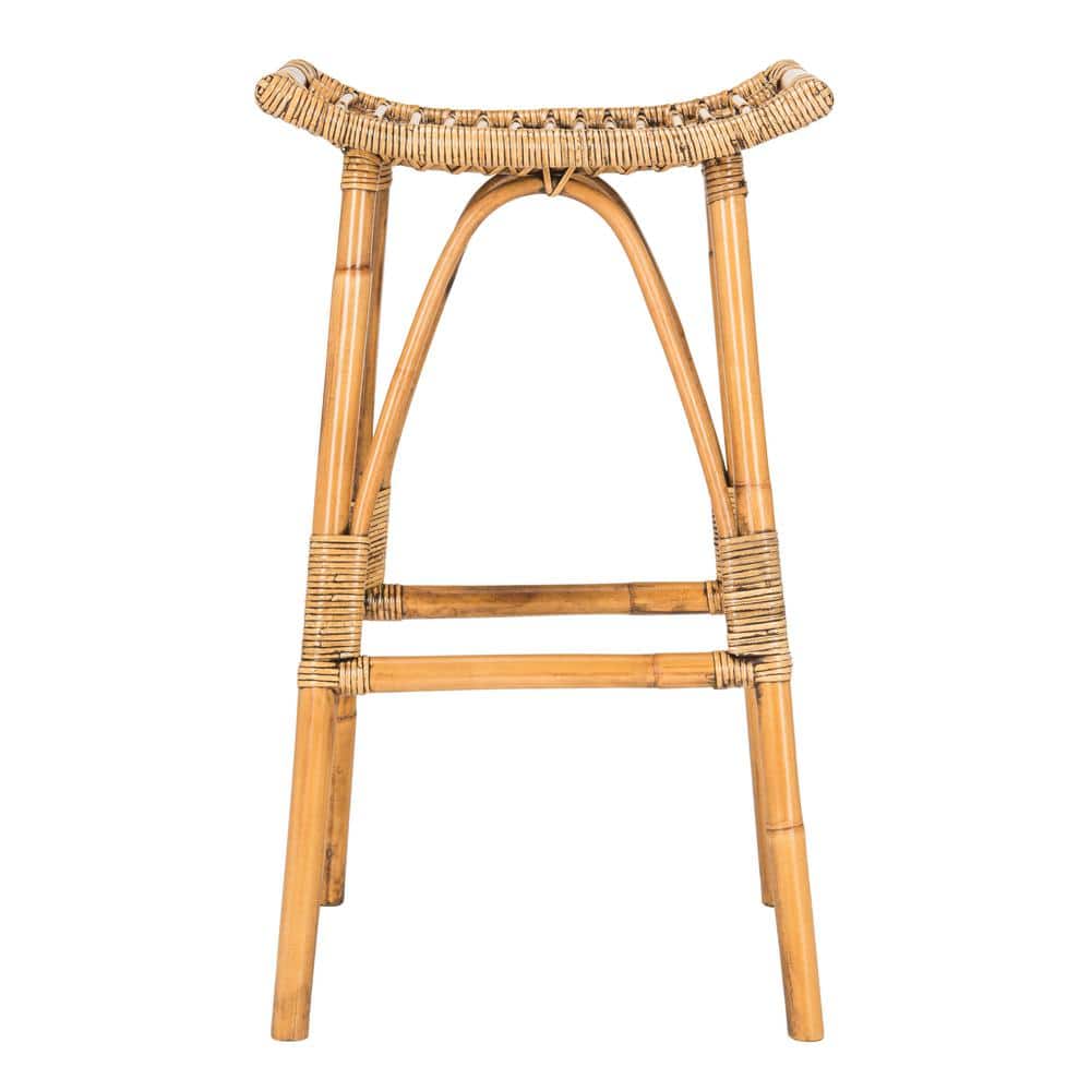 Honey Brown Rattan Curved Bar Stool
