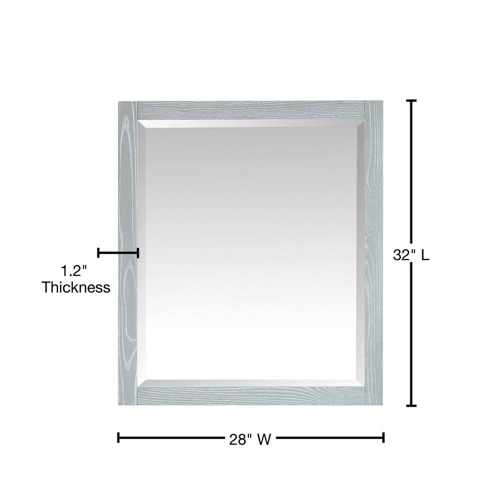 Sea Salt Gray 32"x28" Contemporary Rectangular Wood Vanity Mirror