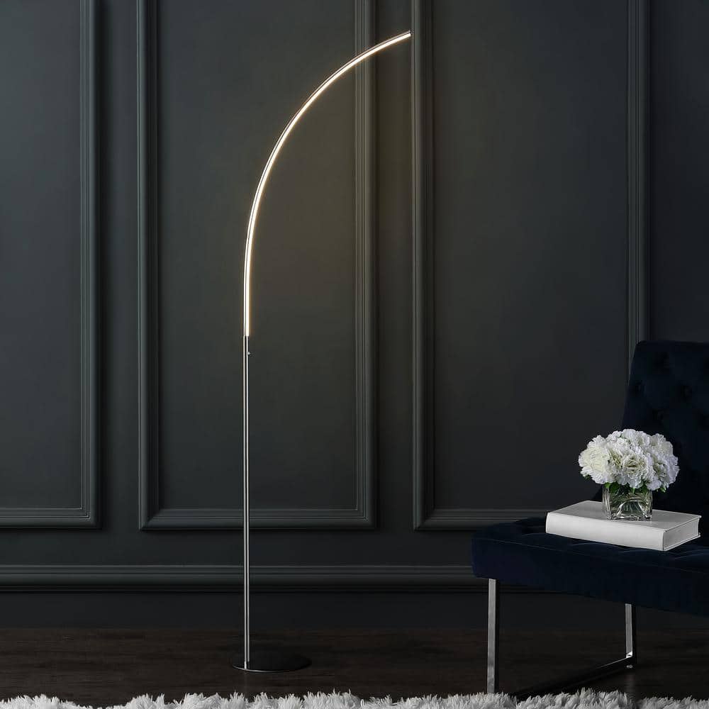 Arc 64" Chrome Finish White LED Floor Lamp with Touch Sensor