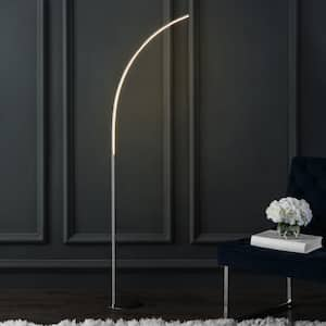 Curva 64 in. Chrome Metal Minimalist Modern LED Integrated Floor Lamp