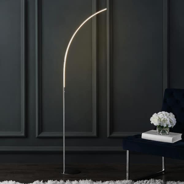 Curva 64 in. Chrome Metal Minimalist Modern LED Integrated Floor Lamp