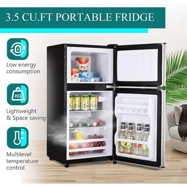 16 in. 3.5 cu. ft. Retro Mini Refrigerator in Silver with Compact