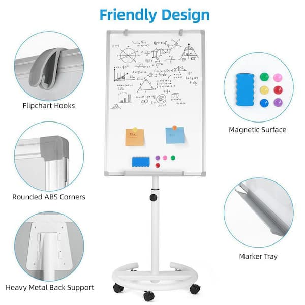1-Pack Mobile Magnetic Dry Erase Board Portable Flip Chart Easel