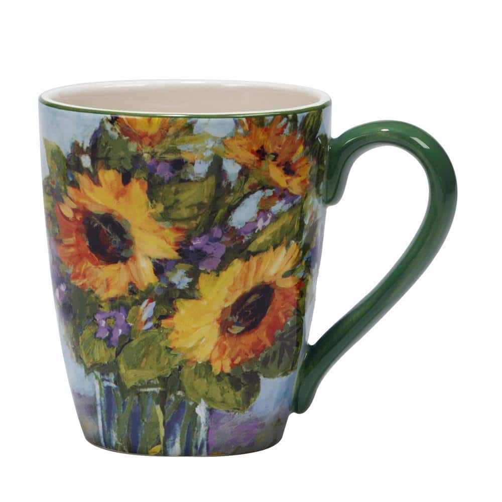 Colorful Ceramic Sunflower Bouquet Mug Set of Four