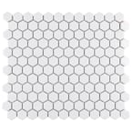 Metro 1" Hex Glossy White 10-1/4 in. x 11-7/8 in. Porcelain Mosaic Tile (8.6 sq. ft. /case)