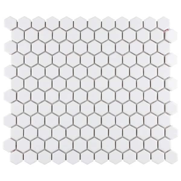 Merola Tile Metro 1" Hex Glossy White 10-1/4 in. x 11-7/8 in. Porcelain Mosaic Tile (8.6 sq. ft. /case)