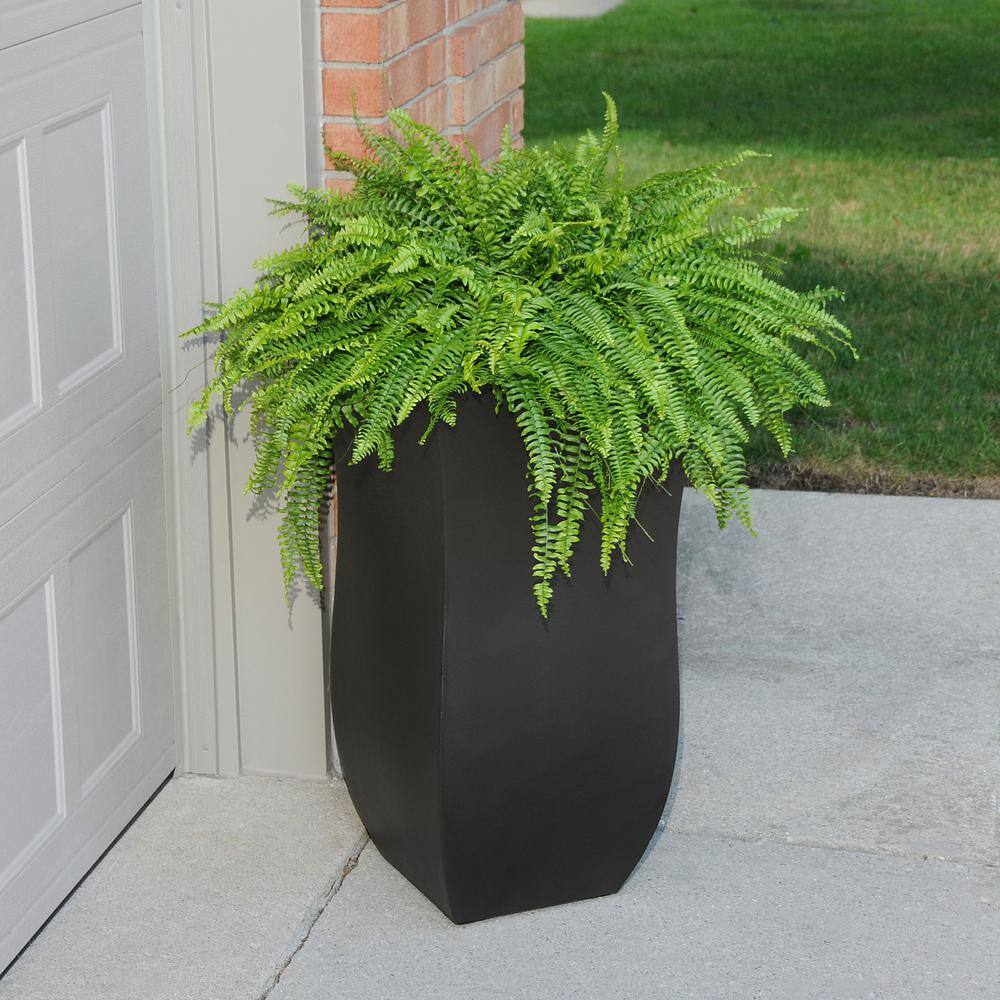 Espresso Polyethylene Tall Outdoor Planter with Double Wall