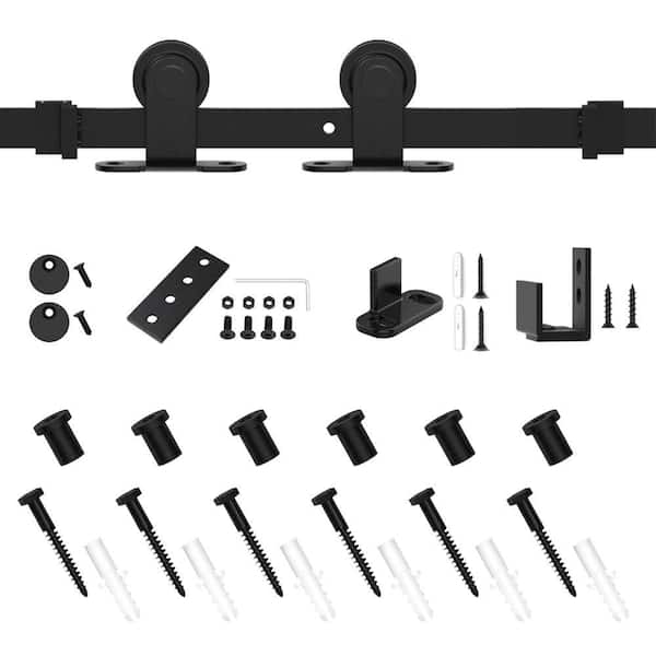 WINSOON 8 ft./96 in. Super Mini Sliding Barn Door Hardware for Single Door TV Stands Small Wardrobe Cabinets (T Shape Hanger)