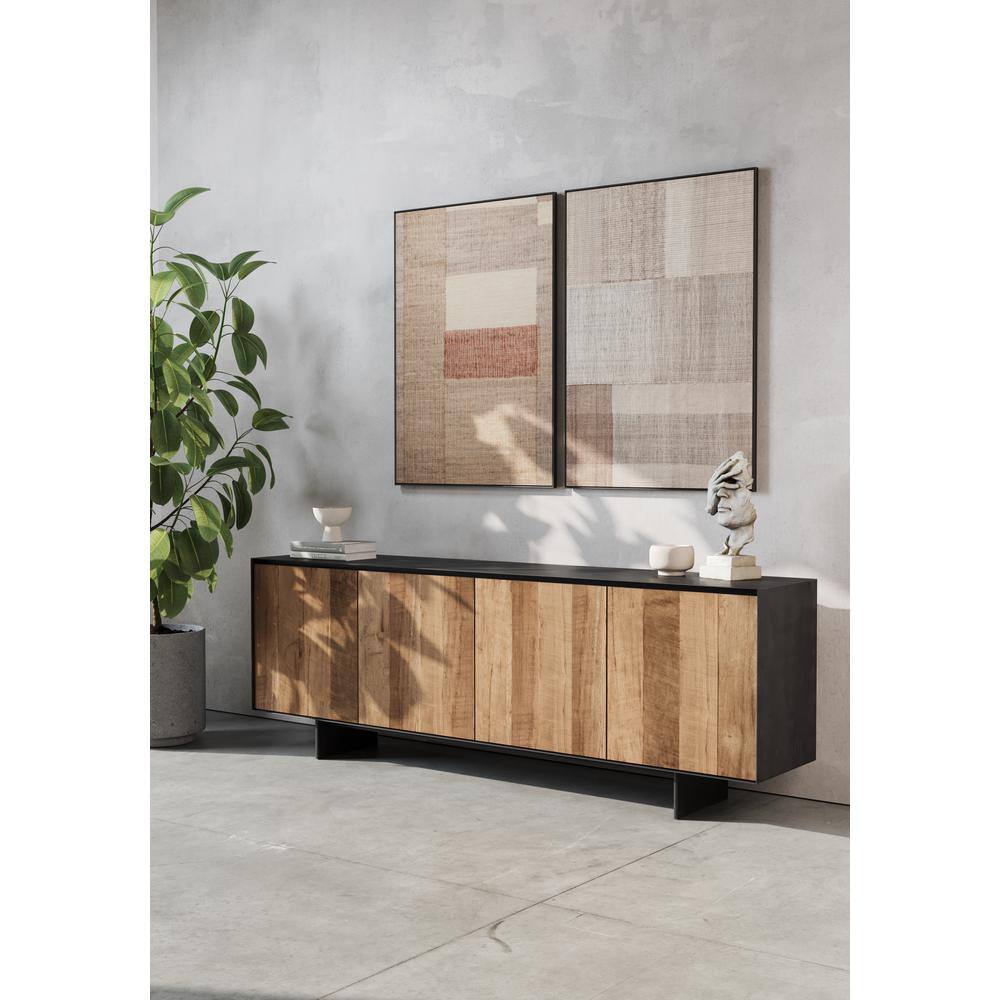 Urban Woodcraft Atelier, Matte Metal Sheet Top, 79 in. Width, Multi ... - Wooden Penthouse Dining Tables With Multi-Colored Finishes