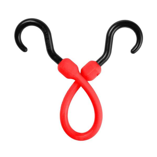 The Perfect Bungee 12 in. Polyurethane Bungee Cord with Molded Nylon Hooks in Red