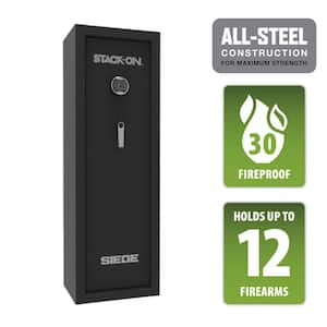 Siege 12-Gun Fireproof with Electronic Lock Gun Safe, Black