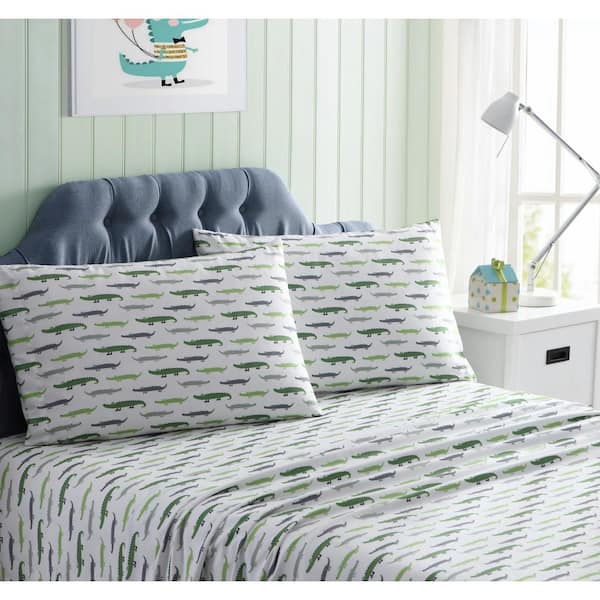 Morgan Home Kute Kids Gators Green Toddler Sheet Set