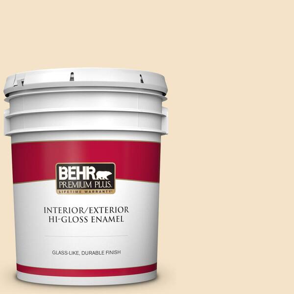 BEHR PREMIUM PLUS 5 gal. #PPU6-10 Cream Puff Hi-Gloss Enamel Interior/Exterior Paint