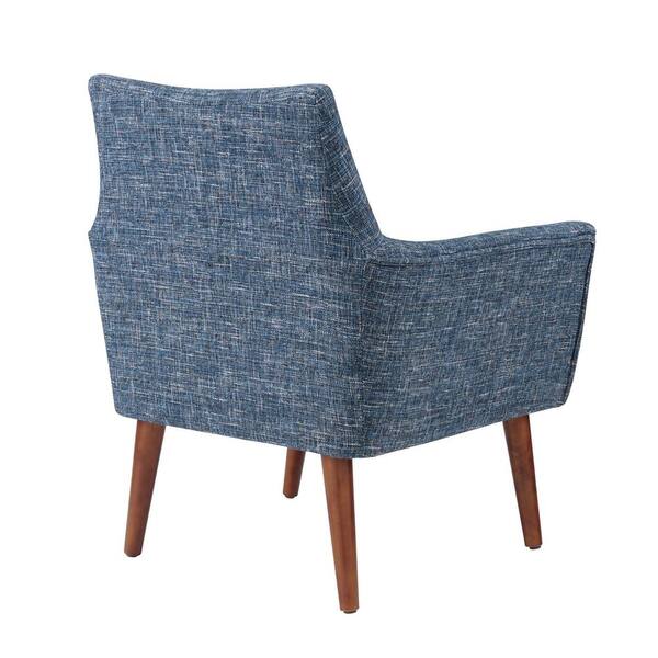 blue upholstered arm chair