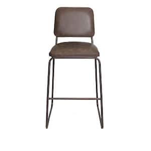 Mesa 24 in. Gunmetal Steel Counter Stool with Cocoa Brown Faux Leather Seat