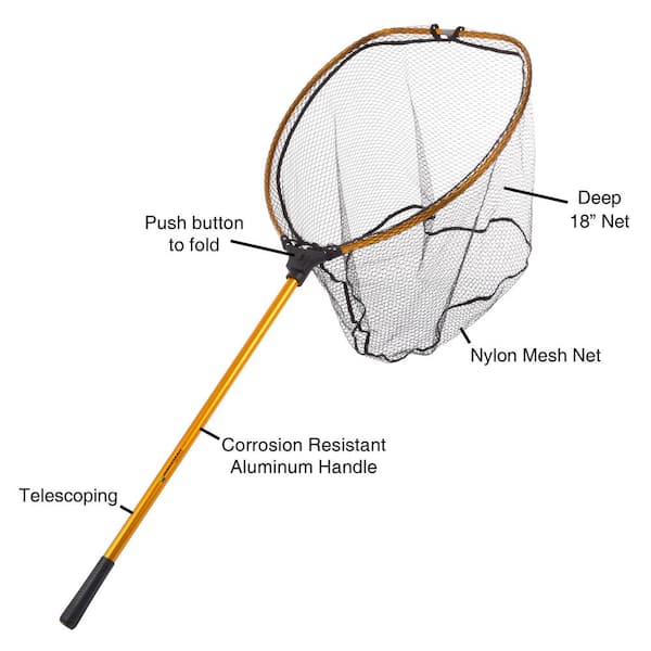 Wakeman Outdoors 64 in. Collapsible Gold Landing Fishing Net