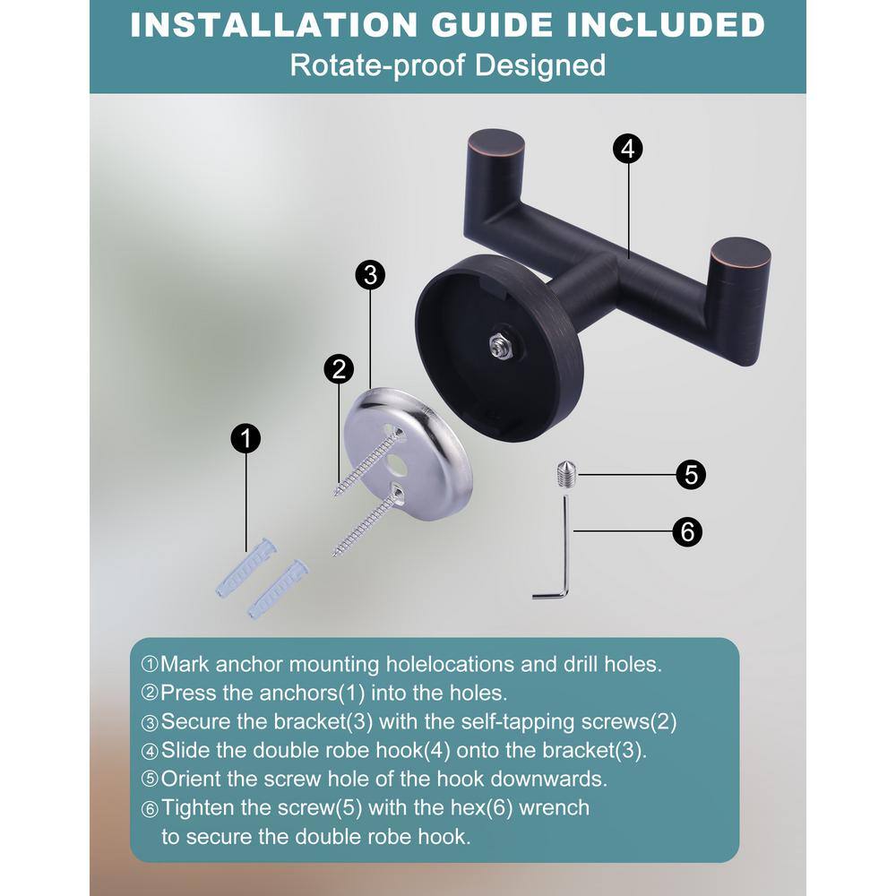 Oil Rubbed Bronze Double J-Hook Wall Mounted Towel Hook