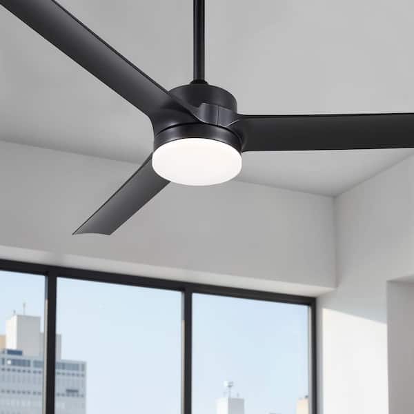 52 in. Indoor Black 6-Speed Standard Ceiling Fan with 3000K/4500K/6500K Adjustable White LED Light with Remote Control