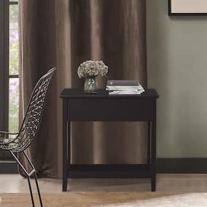End Side Table 1-Drawer Dark Coffee Nightstand 23.5 in.H x 11 in.W x 22.25 in.D with Storage Hinge Cabinet, Bottom Shelf