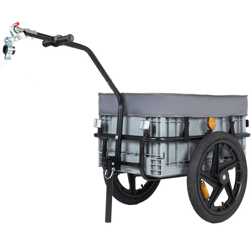 2.47 cu. ft. Steel Utility Wagon Garden Cart Bike Cargo Trailer with Removable Box and Waterproof Cover in Gray price history on PriceWatchPro