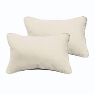 Ivory Rectangular Outdoor Corded Lumbar Pillow
