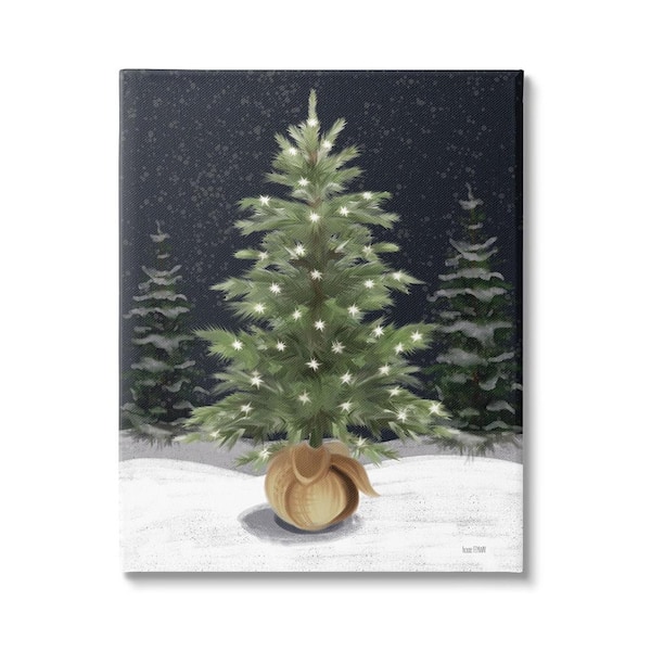 Stupell Industries Christmas Tree Snow Scene by House Fenway 1-Piece Unframed Graphic Print Nature Poster Art Print 20 in. x 16 in.