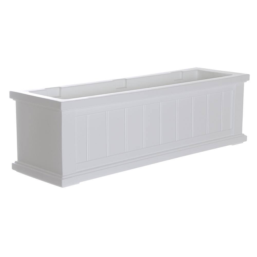 Cape Cod 36" White Polyethylene Self-Watering Window Box Planter