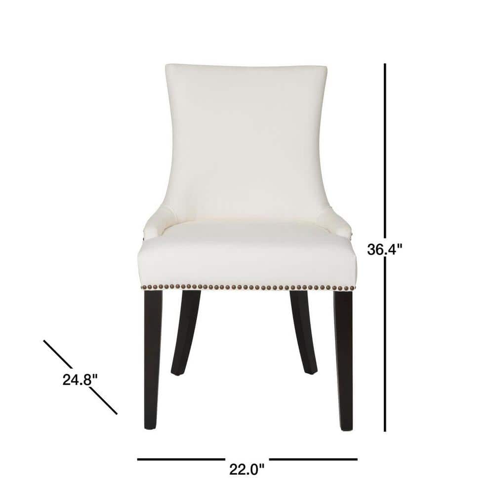 Elegant Sloped Arm White Velvet Upholstered Side Chair with Espresso Wood Legs