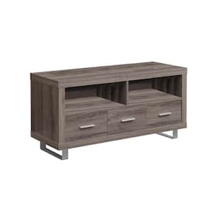 47 in. Dark Taupe Particle Board TV Stand with 3 Drawer Fits TVs Up to 48 in. with Cable Management