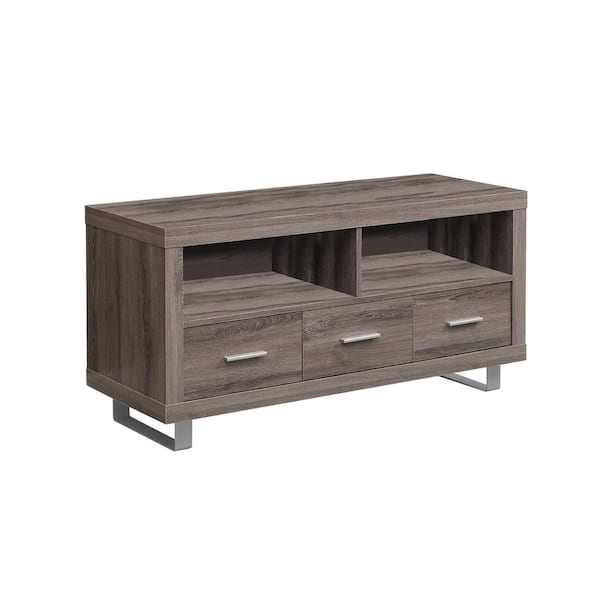Unbranded 47 in. Dark Taupe Particle Board TV Stand with 3 Drawer Fits TVs Up to 48 in. with Cable Management
