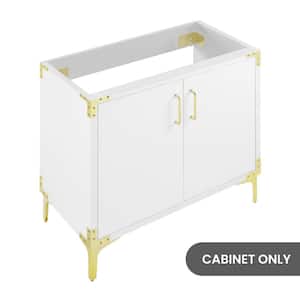 Voltaire 36 in. W x 17.75 in. D x 34.62 in. H Bath Vanity Cabinet without Top in White with Gold Hardware