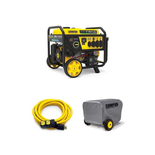 11,500-Watt Tri-Fuel Generator w/ CO Shield, Cover & 25 ft. NEMA L14-30P to 5-20R Cord Combo