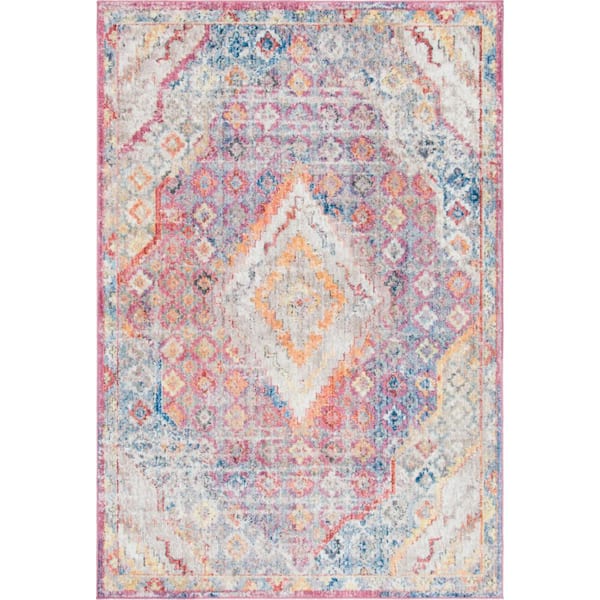 Unique Loom Brighton Dumbo Pink 5 ft. 3 in. x 7 ft. 9 in. Area Rug