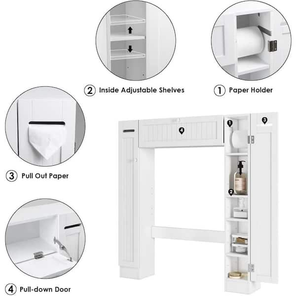 Costway 34 in. W x 39 in. H x 7.5 in. D White Over The Toilet